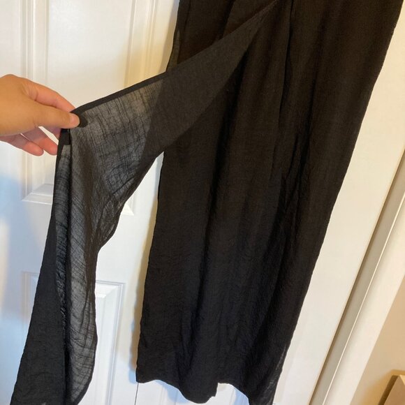 #38 Joseph Ribkoff Black Gauze Flowy Pants with Skirt Overlay, Size 4 - Picture 3 of 8